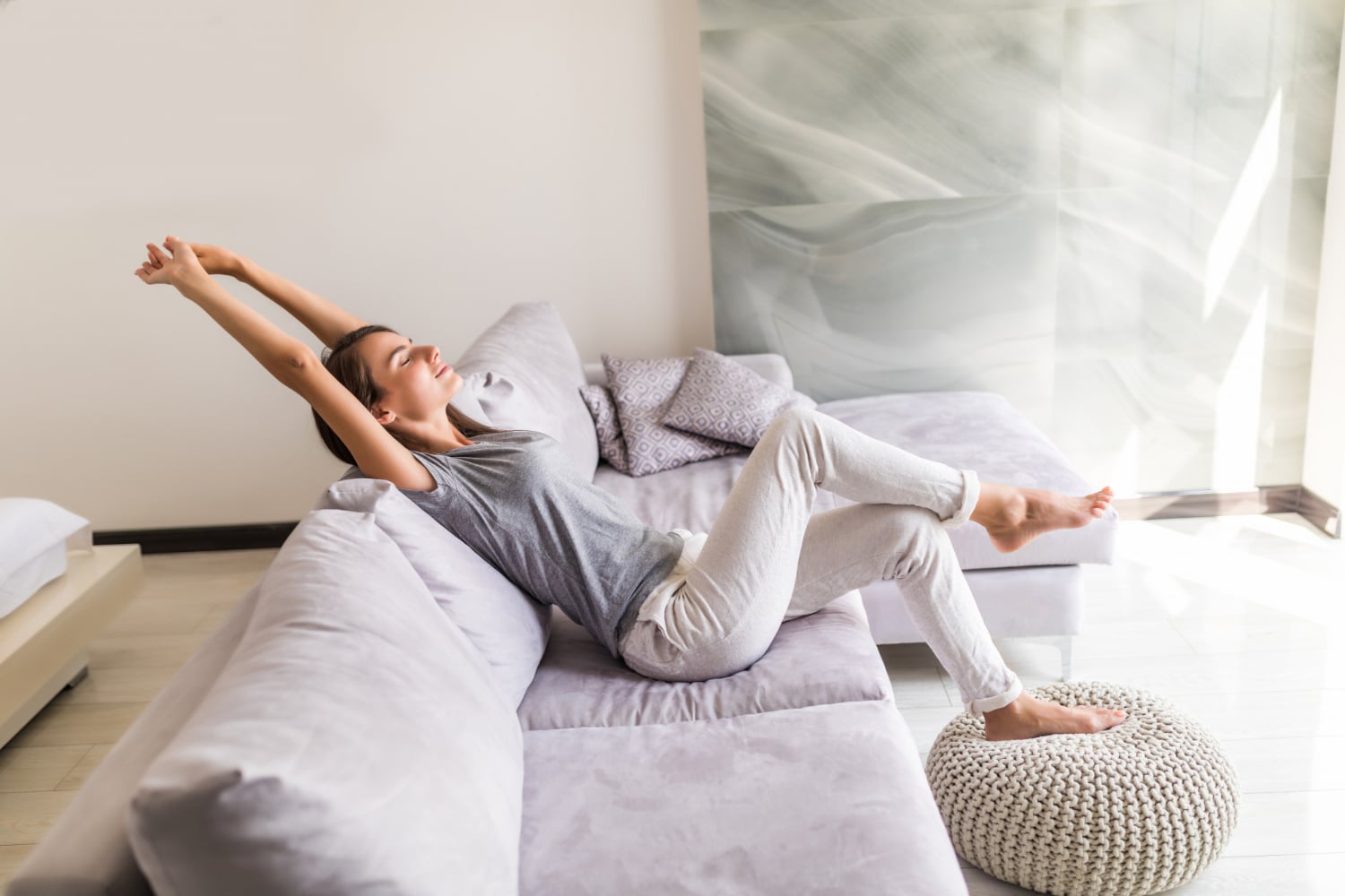 woman comfortable at home